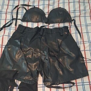 Black Women's Leather Shorts